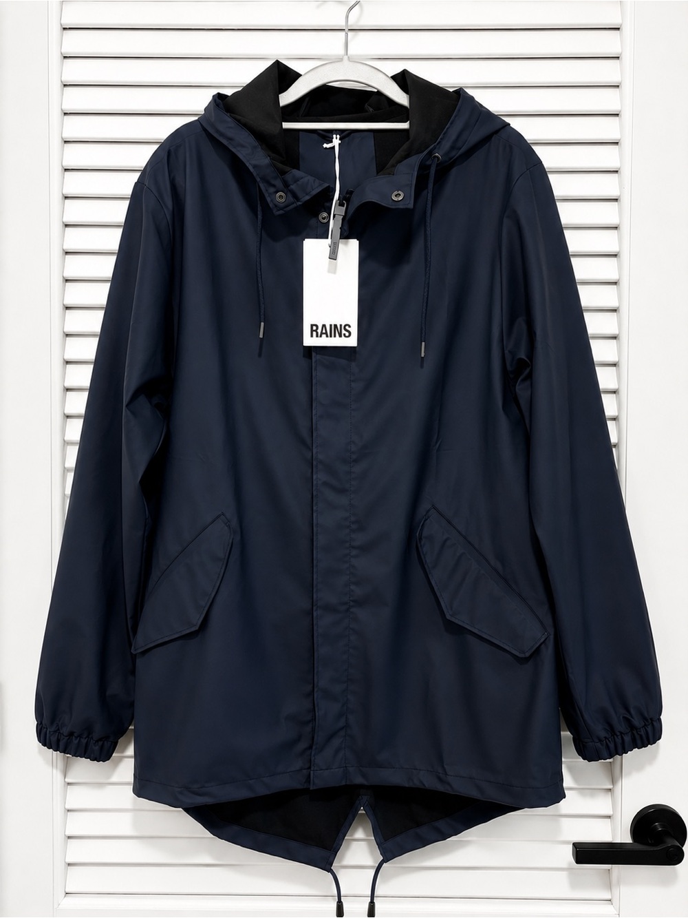 Rains Fishtail Jacket W3 Navy Waterproof Raincoat Hooded Jacket Unisex